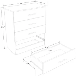 SUA-V Twin Bed with 3-Drawer Storage, Headboard and Dresser (39") Taupe