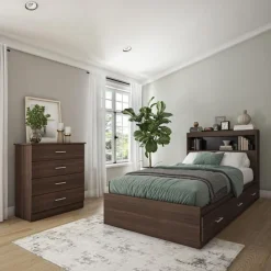 SUA-V Twin Bed with 3-Drawer Storage, Headboard and Dresser (39