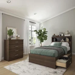SUA-V Twin Bed with 3-Drawer Storage, Headboard and Dresser (39
