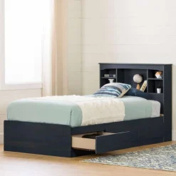 Meubles South Shore Twin Bed with 3-Drawer Storage and Headboard (39") - South Shore Blue Discount