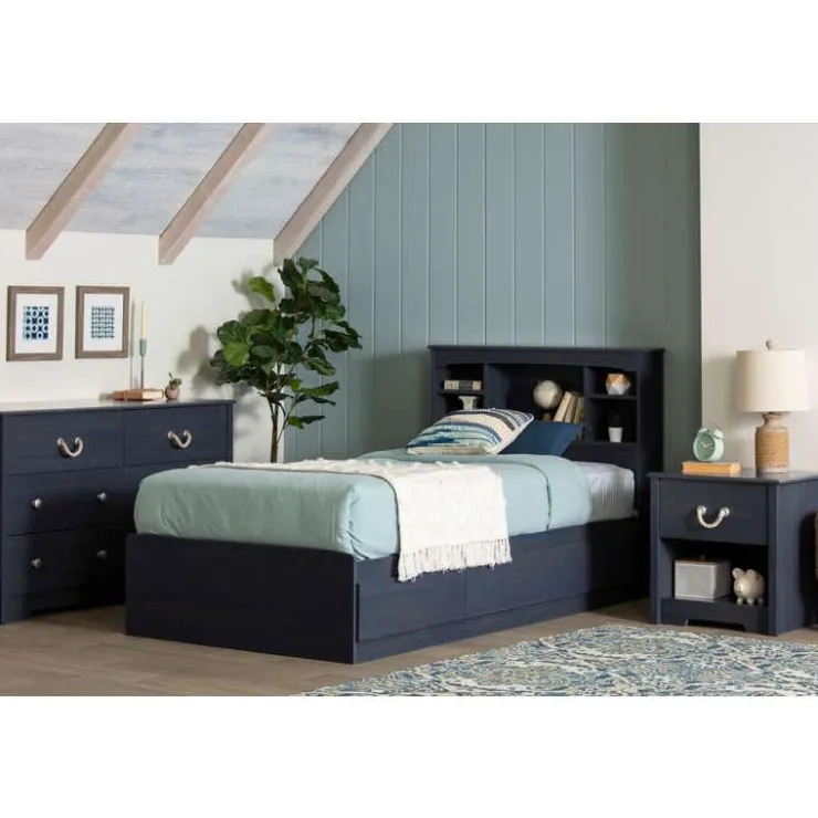 Meubles South Shore Twin Bed with 3-Drawer Storage and Headboard (39") - South Shore Blue Discount