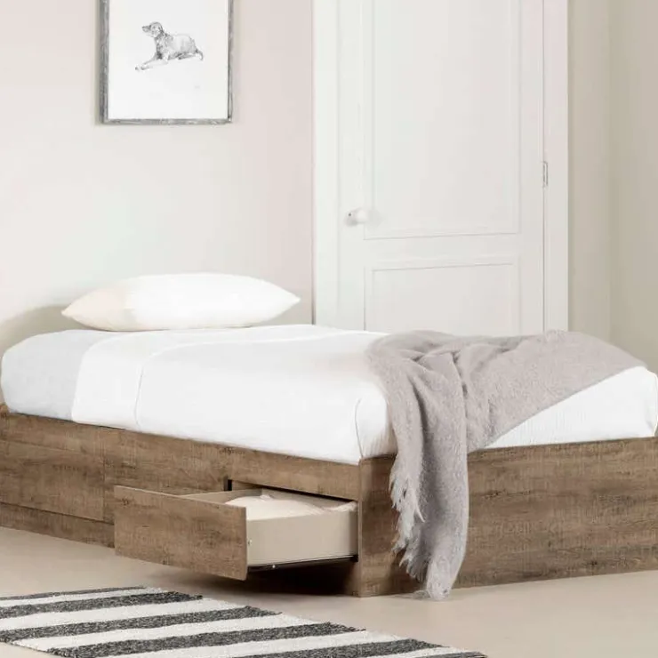 Meubles South Shore Twin Bed With 3-Drawer Storage (39") - South Shore Weathered Oak Hot