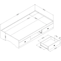 Meubles South Shore Twin Bed with 3-Drawer Storage (39'') - South Shore PURE WHITE Best