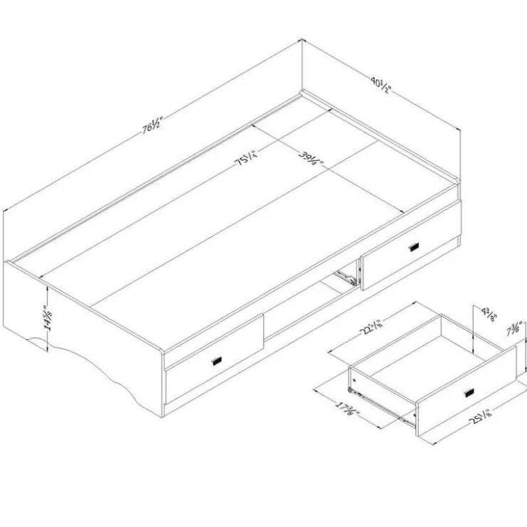 Meubles South Shore Twin Bed with 3-Drawer Storage (39'') - South Shore PURE WHITE Best