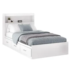 SUA-V Twin Bed with 3-Drawer Storage and Headboard (39