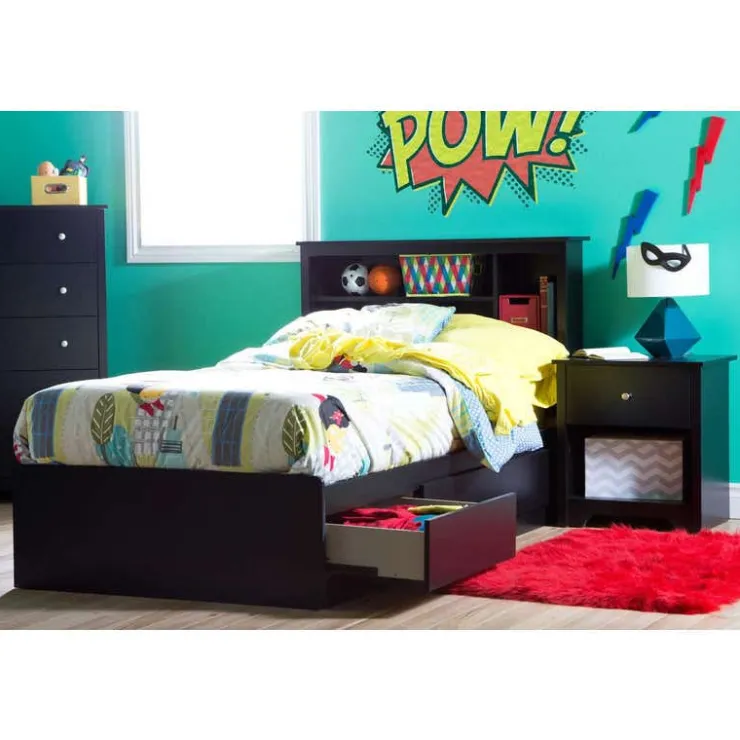 Meubles South Shore Twin Bed With 3-Drawer Storage (39") - South Shore PURE BLACK Discount