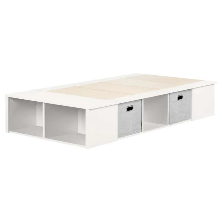 Meubles South Shore Twin Bed with Storage and Baskets (39") - South Shore Pure White New