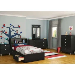 Meubles South Shore Twin Bookcase Headboard (39'') - South Shore PURE BLACK Outlet