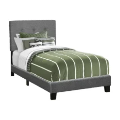 Monarch Twin Fabric Bed with Headboard (39") Dark Grey