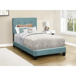 Monarch Twin Fabric Bed with Headboard (39") Blue Online