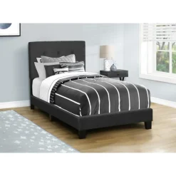 Monarch Twin Fabric Bed with Headboard (39") Black
