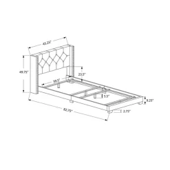 Monarch Twin Linen Bed with Headboard (39") Grey Outlet