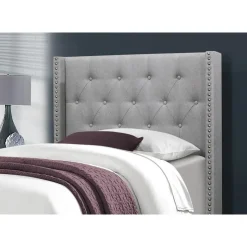 Monarch Twin Linen Bed with Headboard (39") Grey Outlet