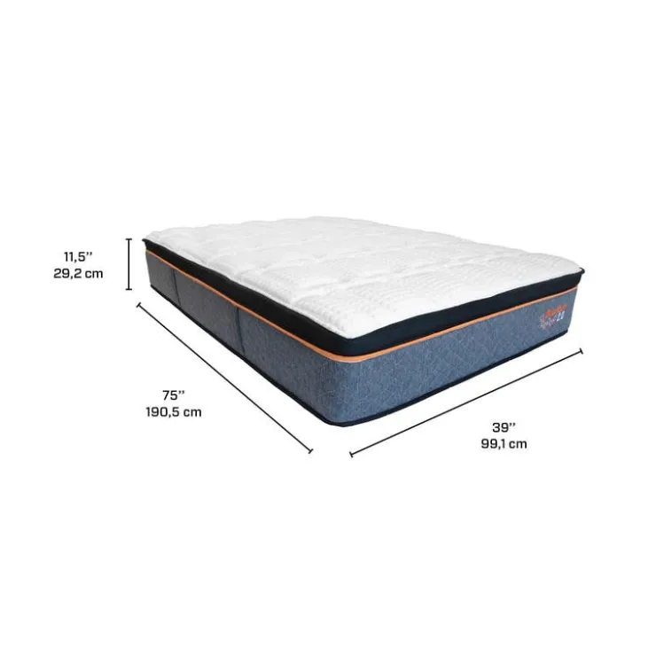 Dreamstar Twin Medium-FirmMattress-in-a-Box with Pocket Coils - 39" Orange & Grey Clearance
