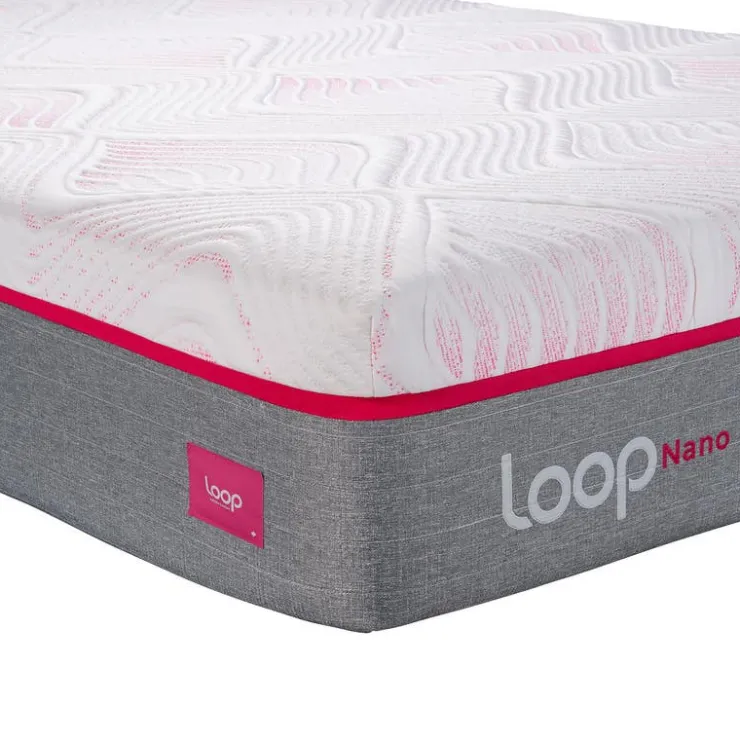 LOOP Twin Plush Mattress-in-a-Box with Pocket Nanocoils- 39" Pink & white New
