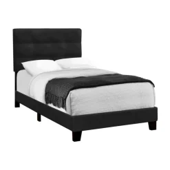 Monarch Twin Velvet Bed with Headboard (39") Black Discount