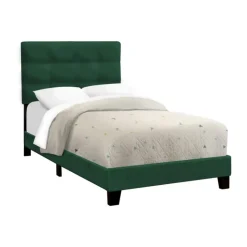 Monarch Twin Velvet Bed with Headboard (39") Green New