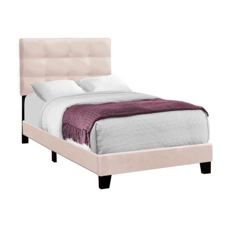 Monarch Twin Velvet Bed with Headboard (39") Pink Discount