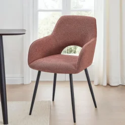 Upholstered Chairs (Set of 2) - Rust Dark Grey Fabric / Black Legs Online