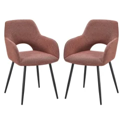 Upholstered Chairs (Set of 2) - Rust Dark Grey Fabric / Black Legs Online
