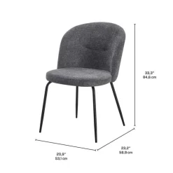 Upholstered Chairs (Set of 2) - Grey Grey / Mattes Black Leg Clearance