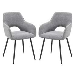 Upholstered Chairs (Set of 2) - Grey Grey, Brown Fabric / Black Legs Hot