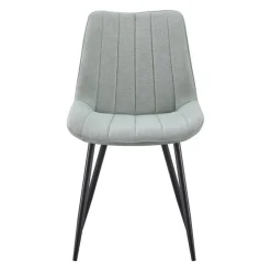 Upholstered Chairs (Set of 2) - Grey Grayish Green Fabric / Black Legs Sale