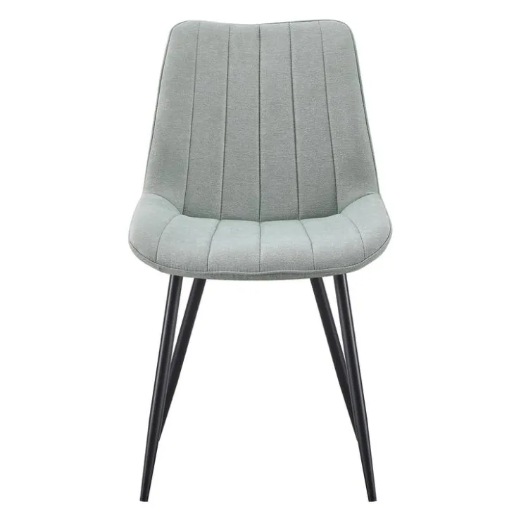 Upholstered Chairs (Set of 2) - Grey Grayish Green Fabric / Black Legs Sale