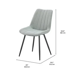 Upholstered Chairs (Set of 2) - Grey Grayish Green Fabric / Black Legs Sale