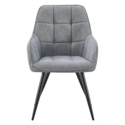 Upholstered Chairs with Armrests (Set of 2) - Grey Dark Grey Fabric / Black Legs Discount