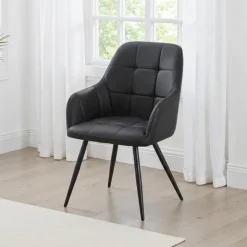 Upholstered Chairs with Armrests (Set of 2) - Black Outlet