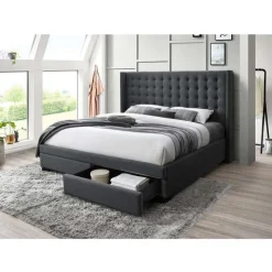 Upholstered King Bed with 2-Drawer Storage and Headboard (78'') Dark grey Discount