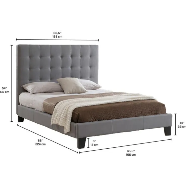 Upholstered King Bed with Headboard (78'') Grey New