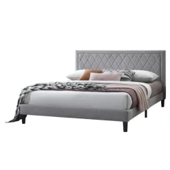Upholstered King Bed with Headboard (78") Greyish/Beige Hot