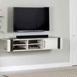 Meubles South Shore Wall Mounted Media Console - South Shore White Pine Hot