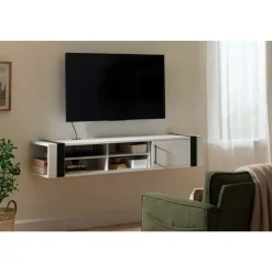 Meubles South Shore Wall Mounted Media Console - South Shore White Pine Hot