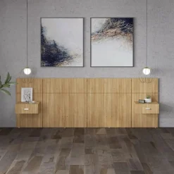 SUA-V Wall Units with 2 Integrated Nightstands for Queen Beds - Natural Sale