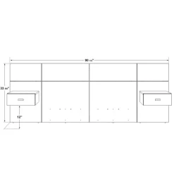 SUA-V Wall Units with 2 Integrated Nightstands for Full Beds - Taupe Brown New