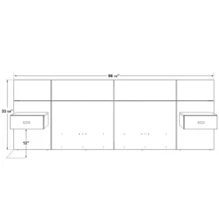 SUA-V Wall Units with 2 Integrated Nightstands for Queen Beds (60") White Outlet