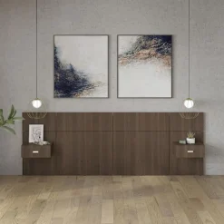 SUA-V Wall Units with 2 Integrated Nightstands for Queen Beds - Taupe Brown Online