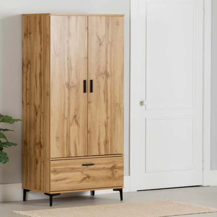 Meubles South Shore Wardrobe With Doors And Drawer - South Shore Nordik Oak Outlet
