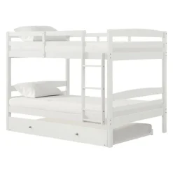 Bunk Bed with Trundle Bed - 54"/54" White Online