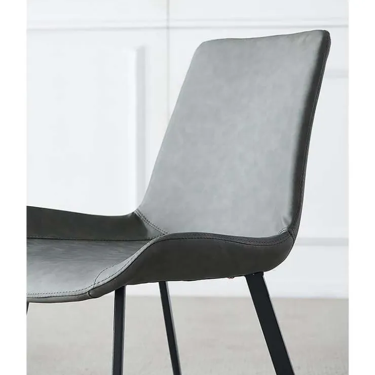 Sintered Stone Dining Set with 4 Grey Chairs - 48" White Outlet