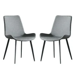 White Sintered Stone Dining Set with 4 Grey Chairs and 2 Cognac Chairs - 59" White Table/ Chairs Grey & orange New