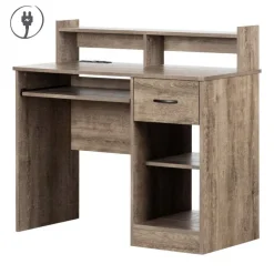 Meubles South Shore Work desk with charging outlet - South Shore Wheatered Oak Clearance