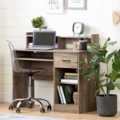 Meubles South Shore Work desk with charging outlet - South Shore Wheatered Oak Clearance