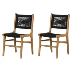 Meubles South Shore Woven Rope Chairs (Set of 2) - Black Black and Natural Outlet