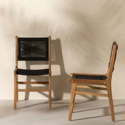 Meubles South Shore Woven Rope Chairs (Set of 2) - Black Black and Natural Outlet