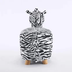 Zebra-Shaped Kids Pouf – 13" x 22.45" x 14.2" White/Black Discount