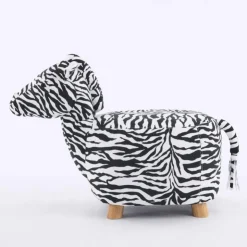 Zebra-Shaped Kids Pouf – 13" x 22.45" x 14.2" White/Black Discount